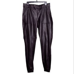 SPANX black pull-on faux leather joggers XL